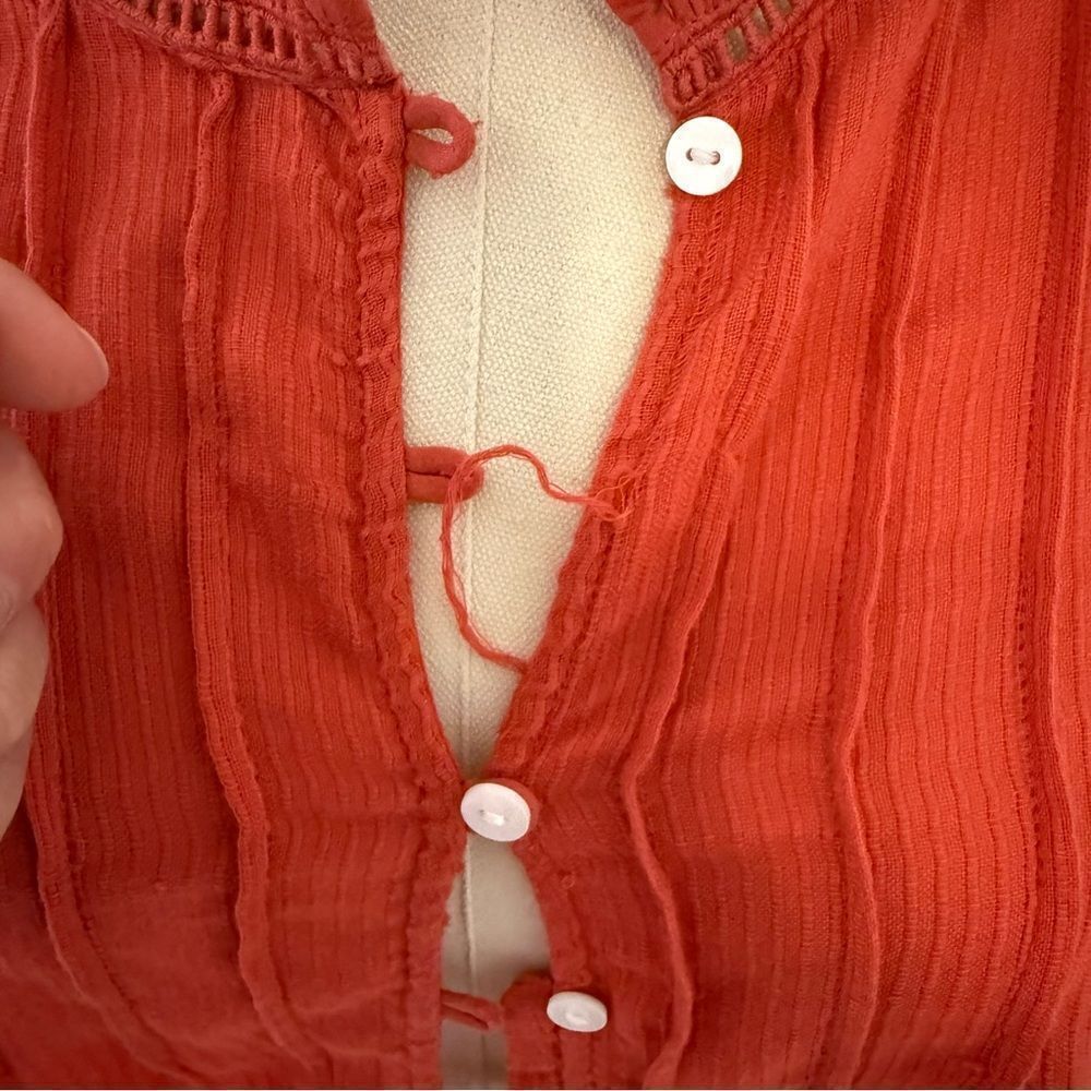 [Faherty] Women's Rust Button Down Blouse - Size M - Picture 4 of 7